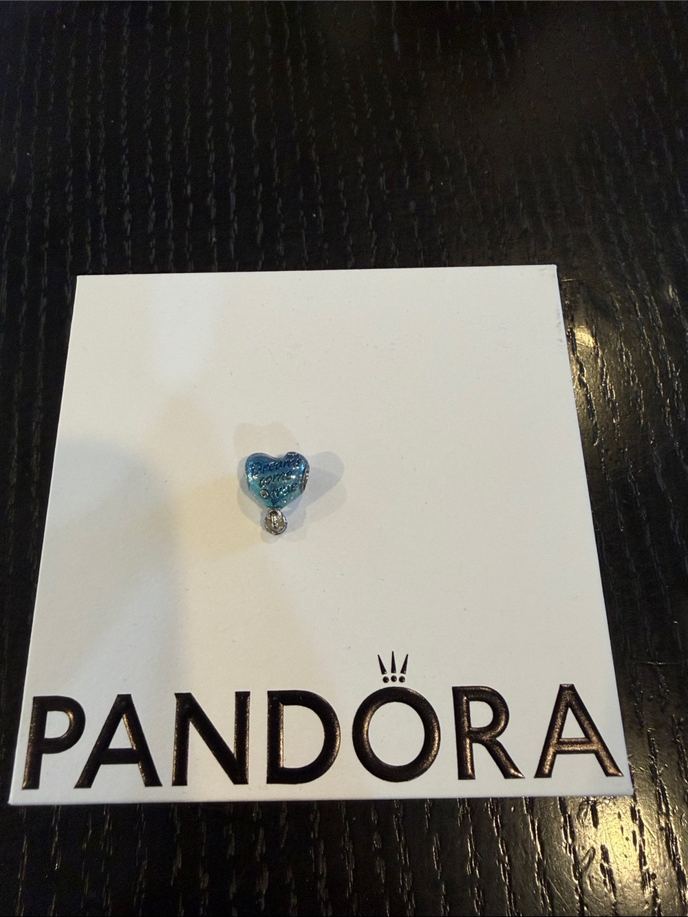 Pandora Teal Heart Murano Glass Charm with Sparkle Dangle
